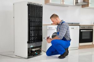 behind refrigerator