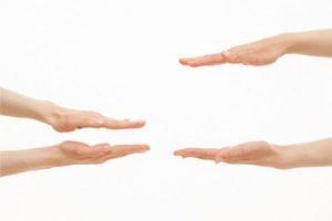 hands showing space