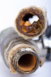 clogged and rusted pipe