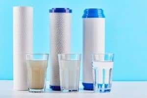 water filters with glasses of water